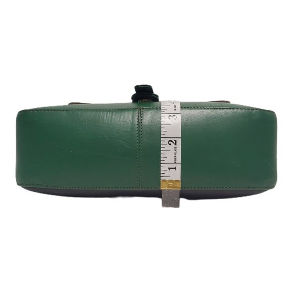 AuGre France Crossbody Bag Green & Black Leather Top Handle 2 Section Satchel - Picture 12 of 14